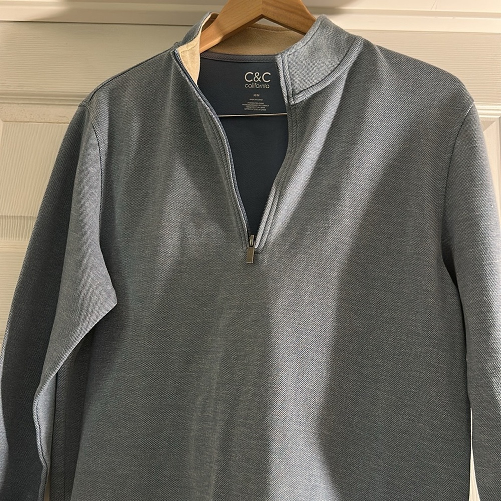 C.& C California Men's Zip Up Sweater in Gray blue M